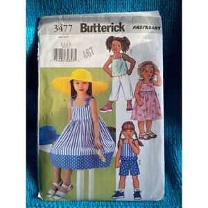 Butterick 3477 pattern girls jumper dress top pants shorts